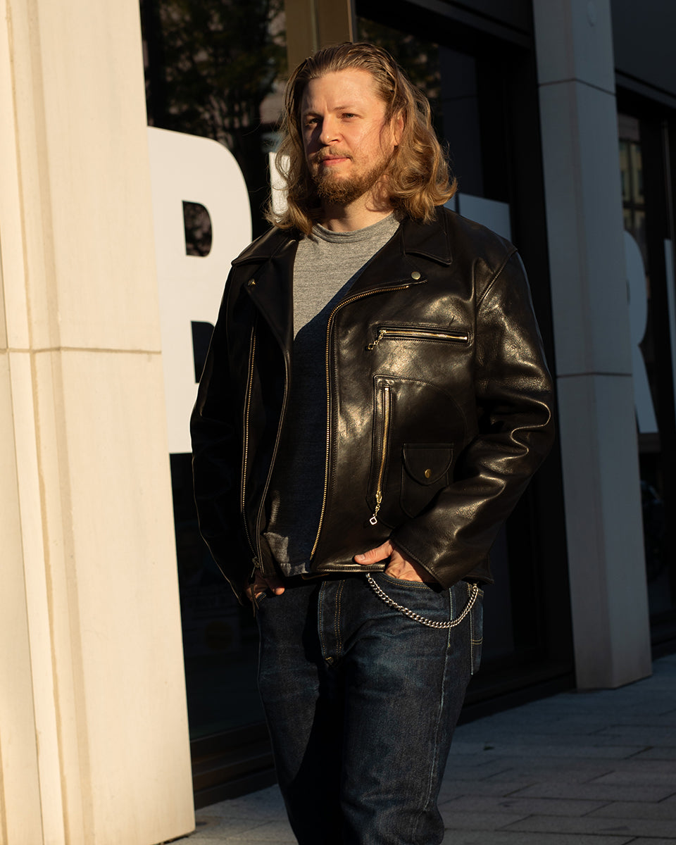 SB-D-RIDER-JH-BLK - Simmons Bilt D-Rider Jacket - Japanese Horsehide