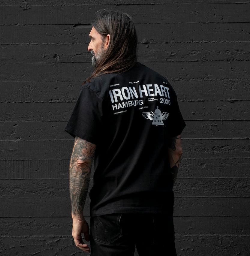 Image showing the IHT-IHG#5-BLK - Iron Heart Germany 7.5oz Loopwheel Crew Neck T-Shirt - Black which is a T-Shirts described by the following info Iron Heart, Released, T-Shirts, Tops and sold on the IRON HEART GERMANY online store