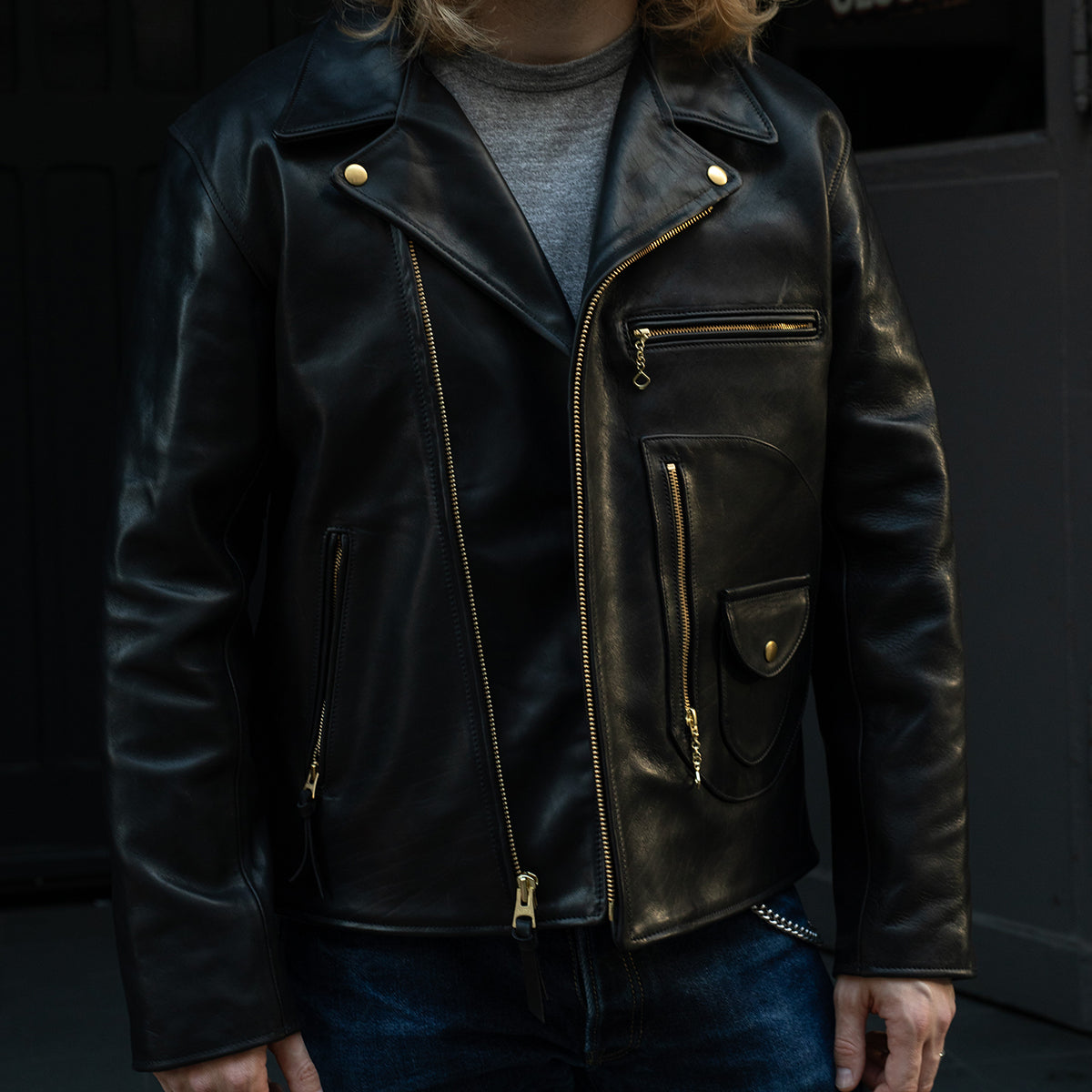 SB-D-RIDER-JH-BLK - Simmons Bilt D-Rider Jacket - Japanese Horsehide