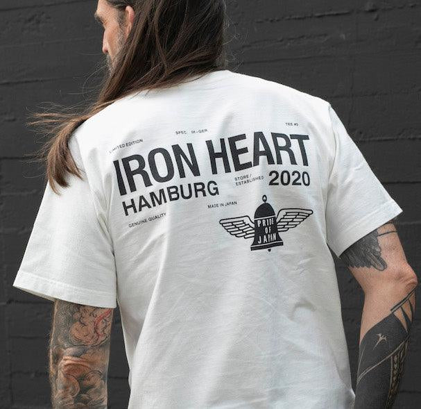 Image showing the IHT-IHG#5-WHT- Iron Heart Germany 7.5oz Loopwheel Crew Neck T-Shirt - White which is a T-Shirts described by the following info Iron Heart, Released, T-Shirts, Tops and sold on the IRON HEART GERMANY online store