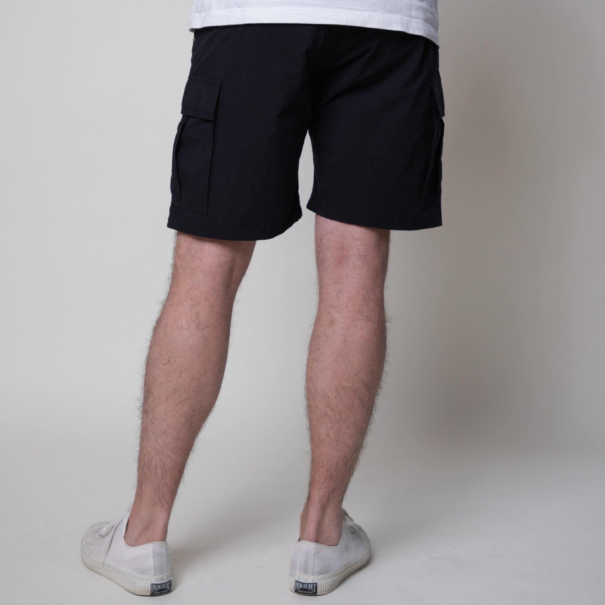 Image showing the IH-736-BLK - Ripstop Cargo Shorts - Black which is a Trousers described by the following info SS24 and sold on the IRON HEART GERMANY online store