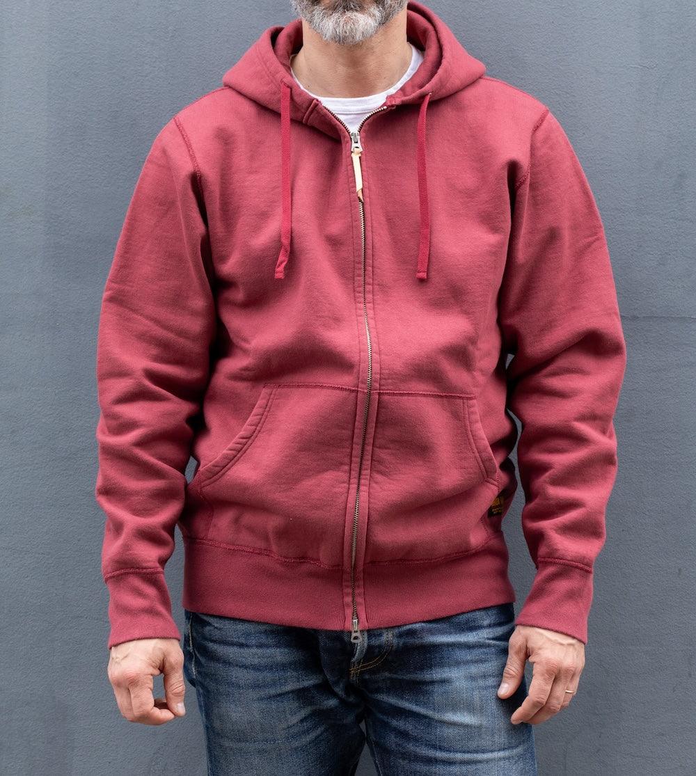 14oz Ultra Heavyweight Loopwheel Cotton Zip Up Hoodie - Burgundy