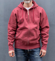 14oz Ultra Heavyweight Loopwheel Cotton Zip Up Hoodie - Burgundy