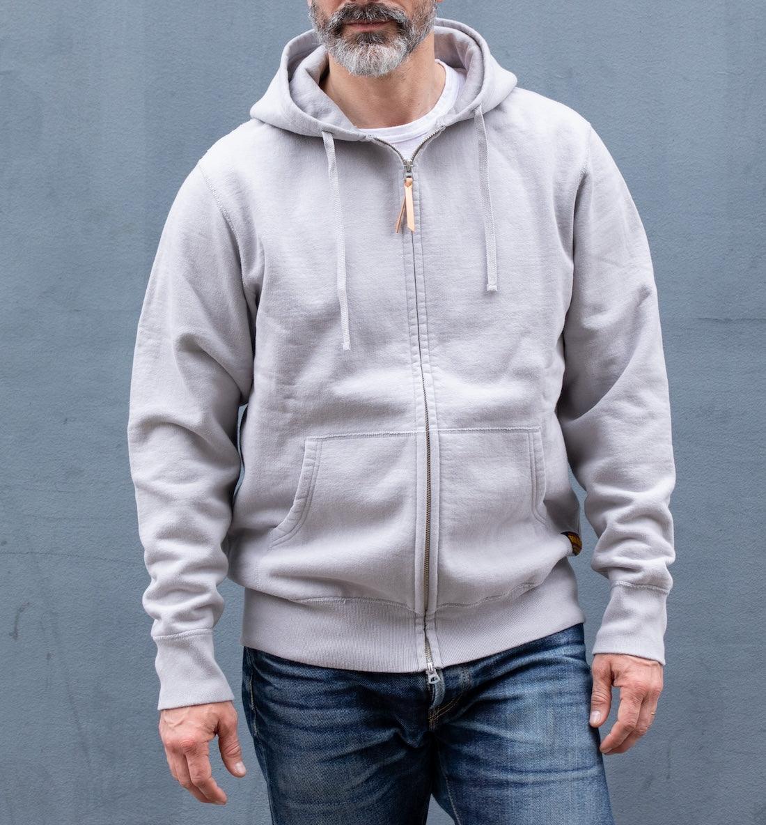 14oz Ultra Heavyweight Loopwheel Cotton Zip Up Hoodie - Grey