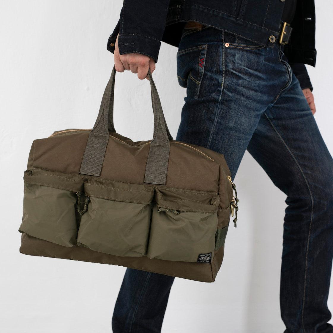 Image showing the Porter-Yoshida & Co - FORCE 2WAY DUFFLE BAG - Olive Drab which is a Bags described by the following info Accessories, Bags, Porter-Yoshida & Co. and sold on the IRON HEART GERMANY online store