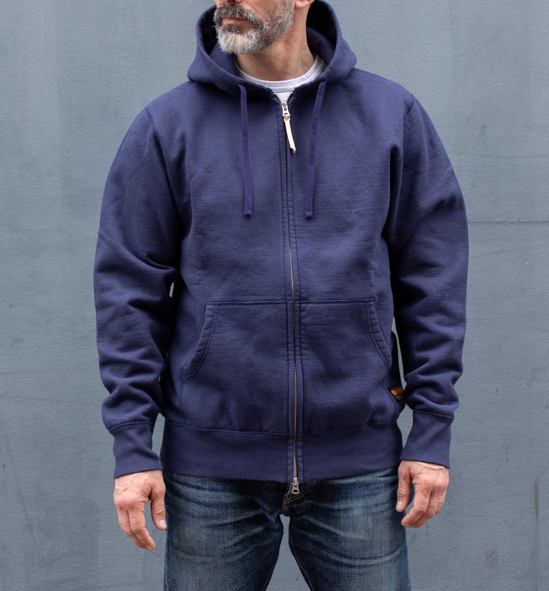 14oz Ultra Heavyweight Loopwheel Cotton Zip Up Hoodie - Navy