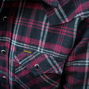 Image showing the IHSH-IHG-BLK - 12oz Slubby Heavy Flannel Check Western Shirt - Black (Collaboration) which is a Shirts described by the following info Iron Heart, Released, Shirts, Tops and sold on the IRON HEART GERMANY online store