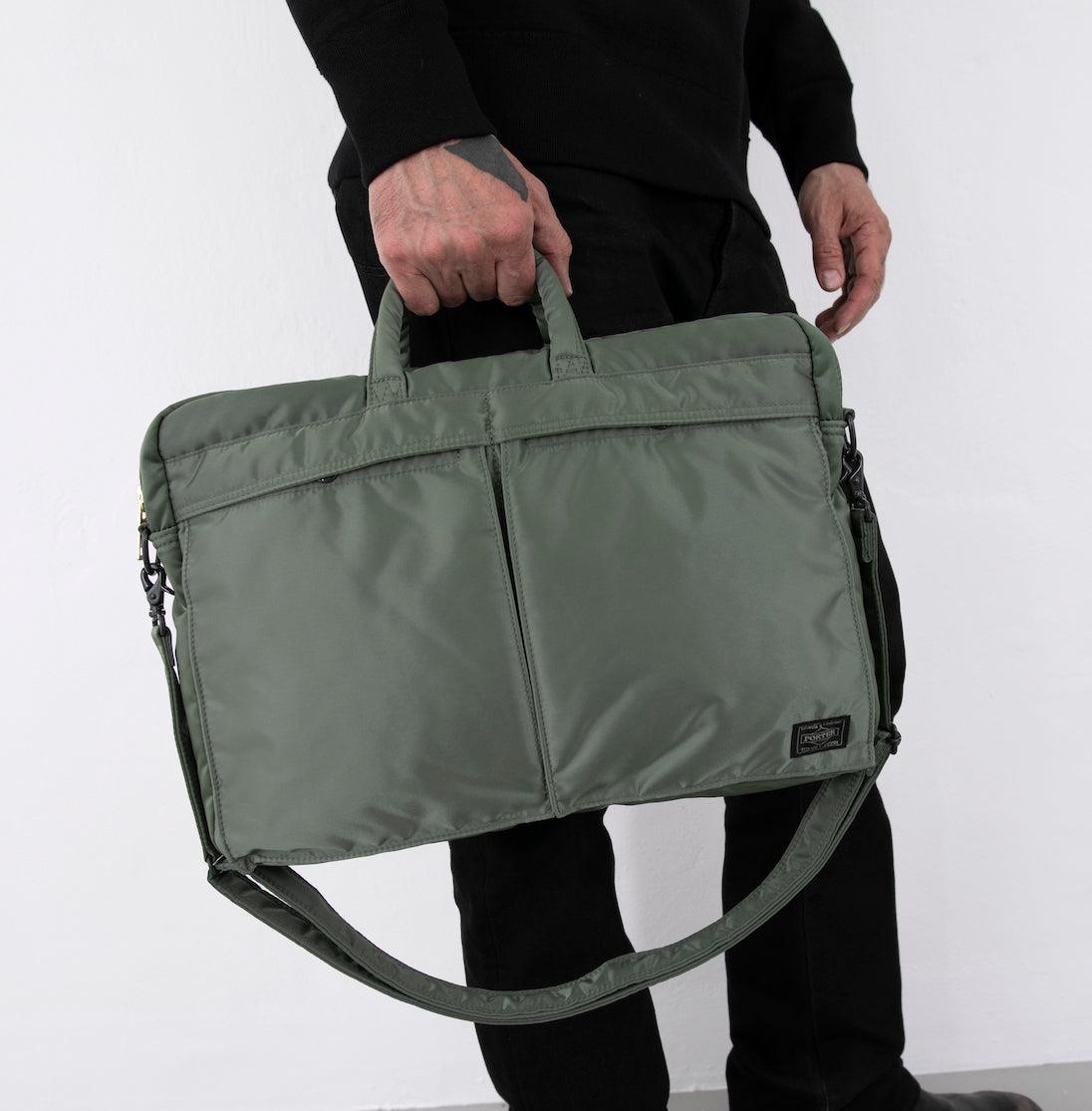 PORTER - Yoshida & Co. TANKER 2WAY BRIEFCASE - Sage Green