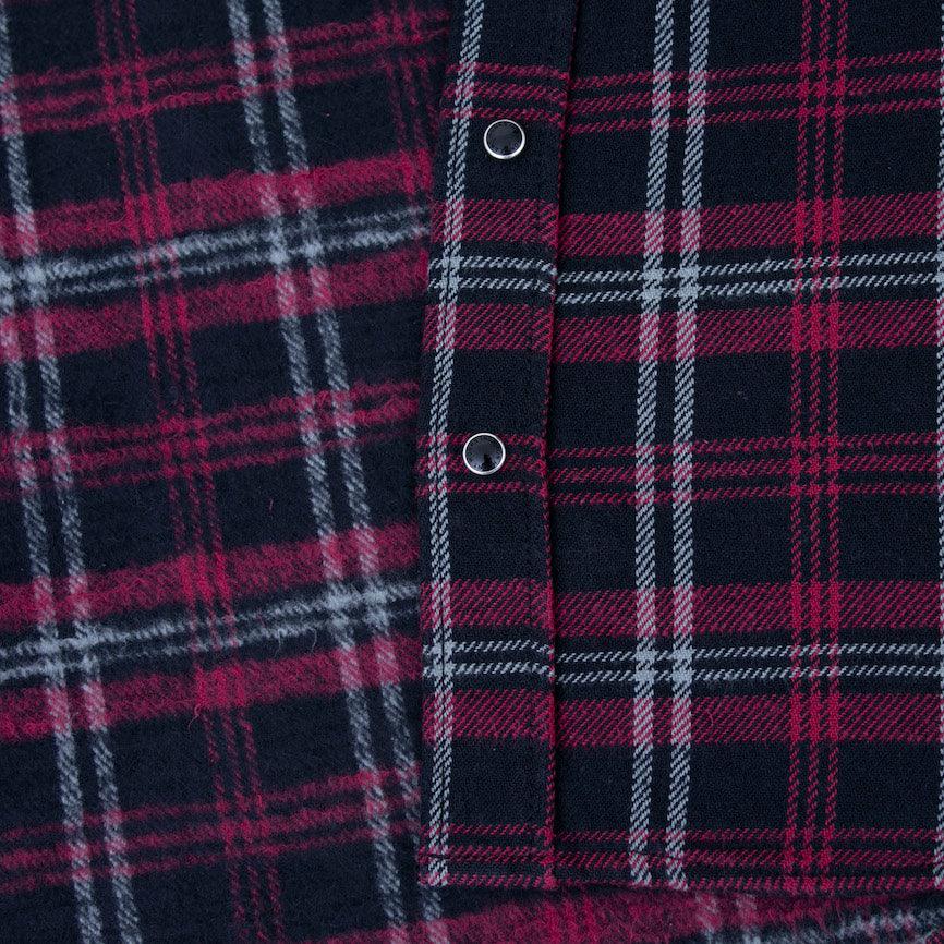 Image showing the IHSH-IHG-BLK - 12oz Slubby Heavy Flannel Check Western Shirt - Black (Collaboration) which is a Shirts described by the following info Iron Heart, Released, Shirts, Tops and sold on the IRON HEART GERMANY online store