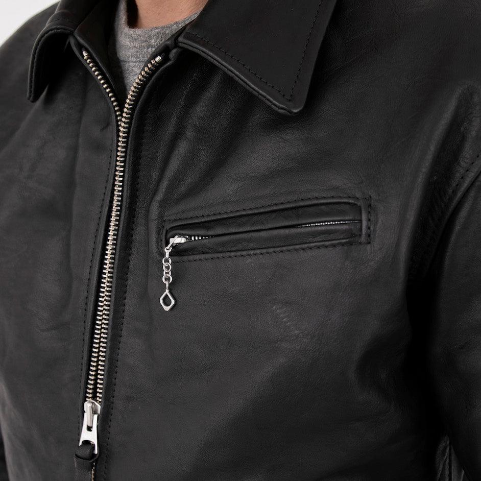 Image showing the SB-MV-JPN/HO-BLK - Simmons Bilt "Maverick" Japanese Horsehide Jacket - Black which is a LEATHER JACKETS described by the following info Jackets, LEATHER JACKETS, SIMMONS BILT, Tops and sold on the IRON HEART GERMANY online store