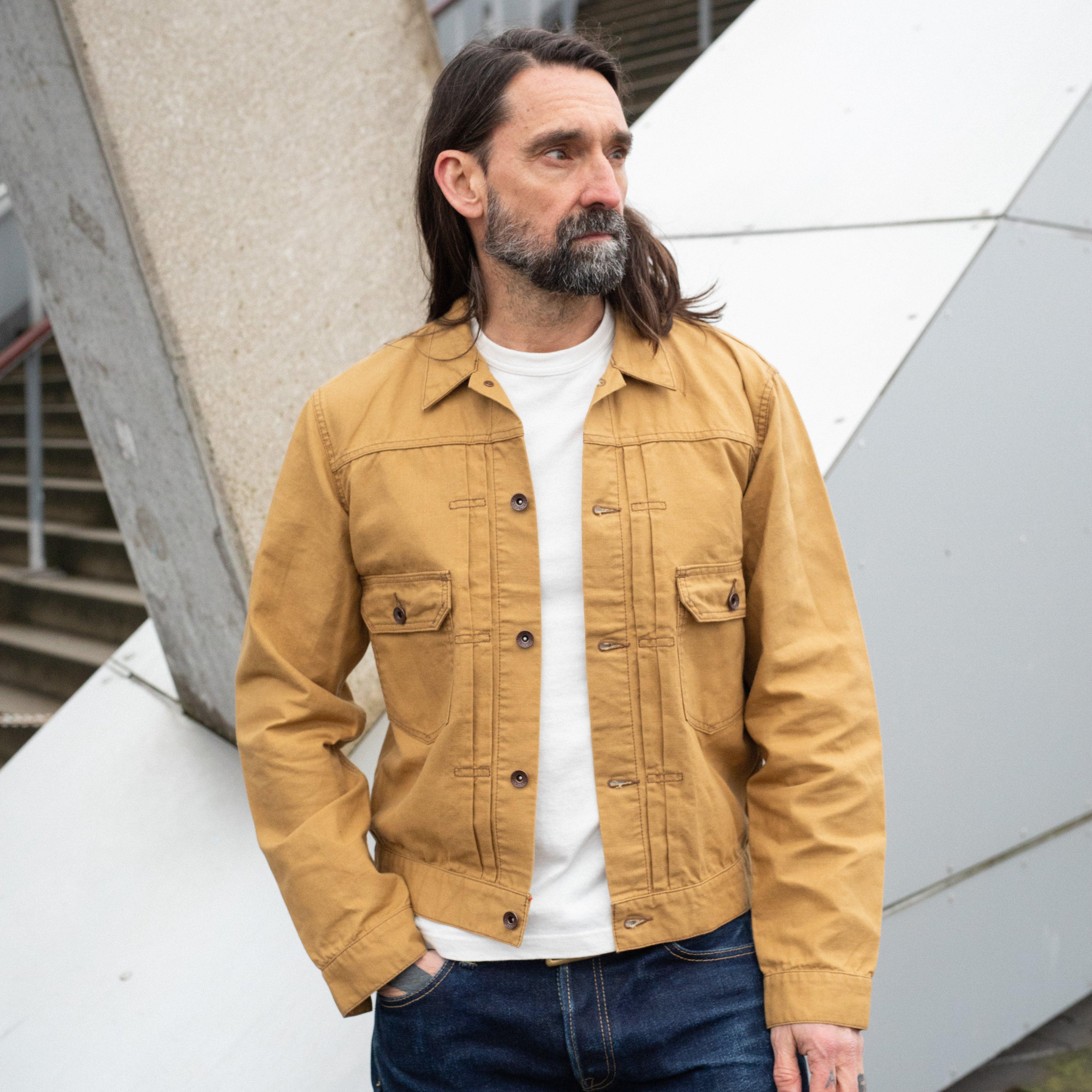 Image showing the IHJ-134-MUS - 9oz Paraffin Coated OX Type II Jacket - Mustard which is a Jackets described by the following info SS24 and sold on the IRON HEART GERMANY online store