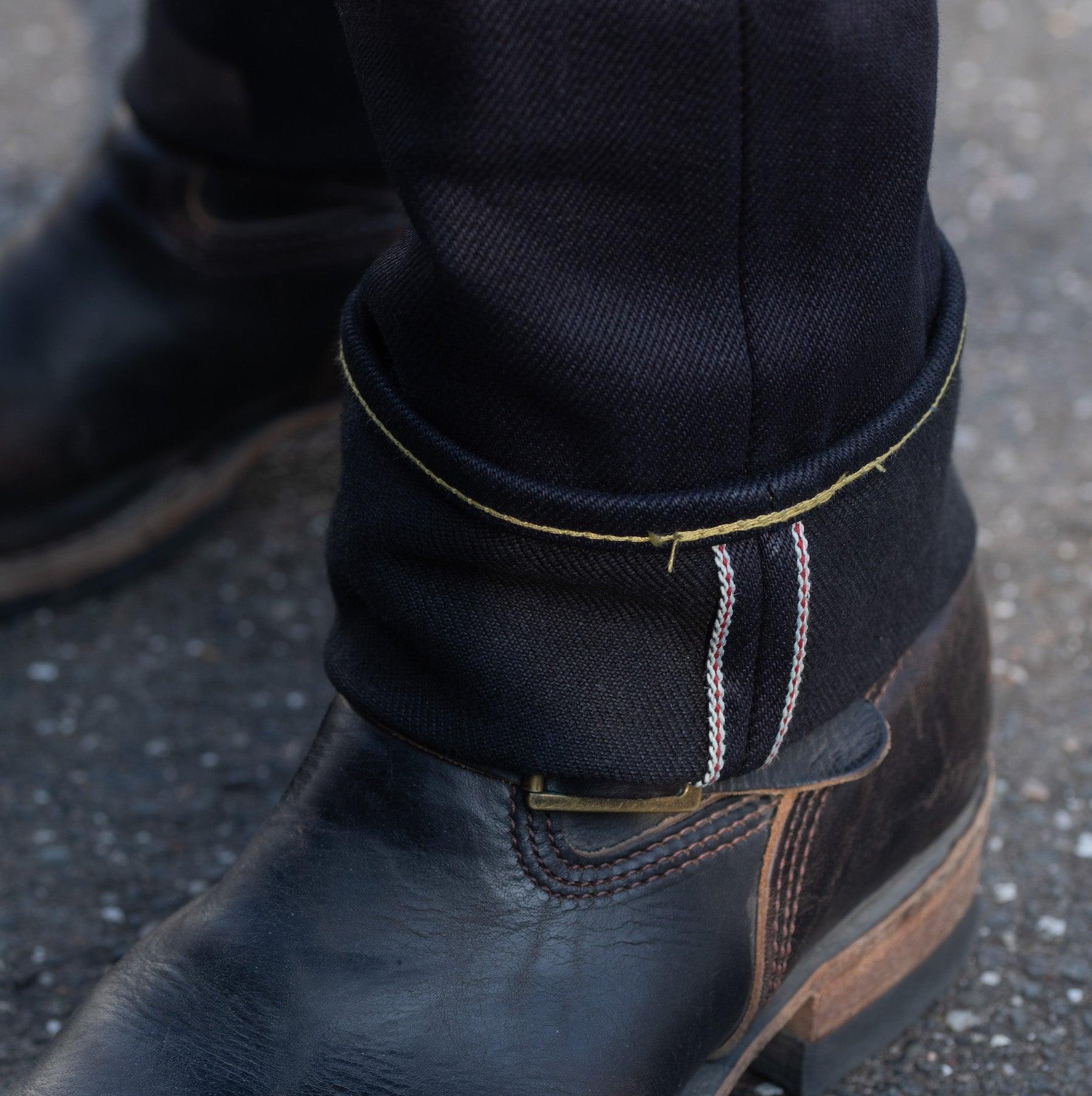 25oz Selvedge Denim Super Slim Cut Jeans - Indigo/Black