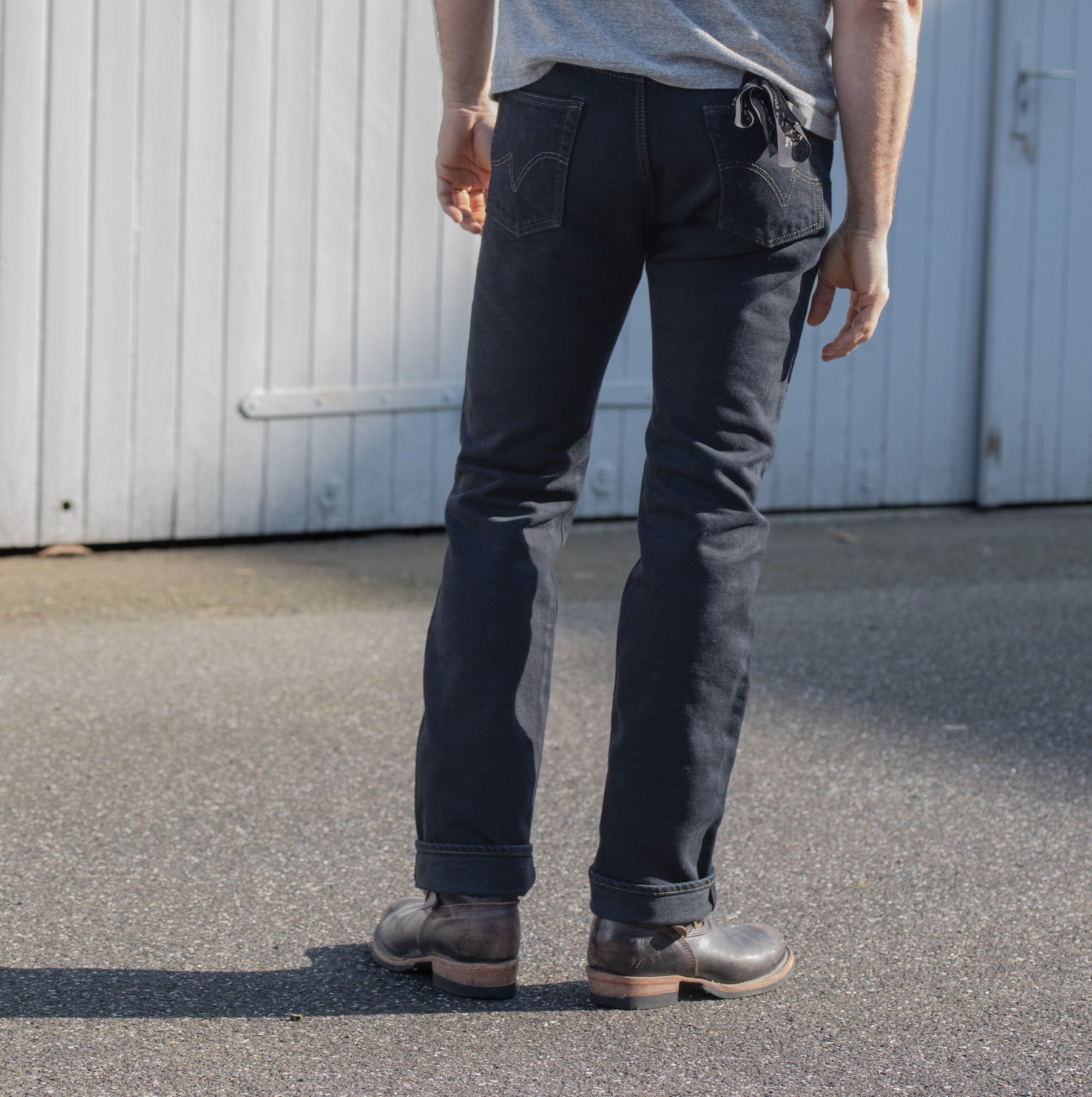 IH-888S-21od - 21 oz Selvedge Denim Tapered Jeans Black Overdyed