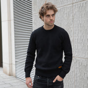 IHSW-86-BLK - Heavyweight Thermal Crew Neck Sweater - Black