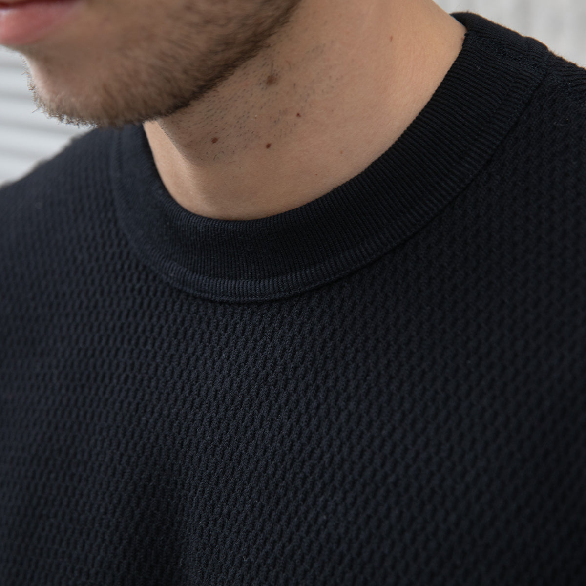 IHSW-86-BLK - Heavyweight Thermal Crew Neck Sweater - Black