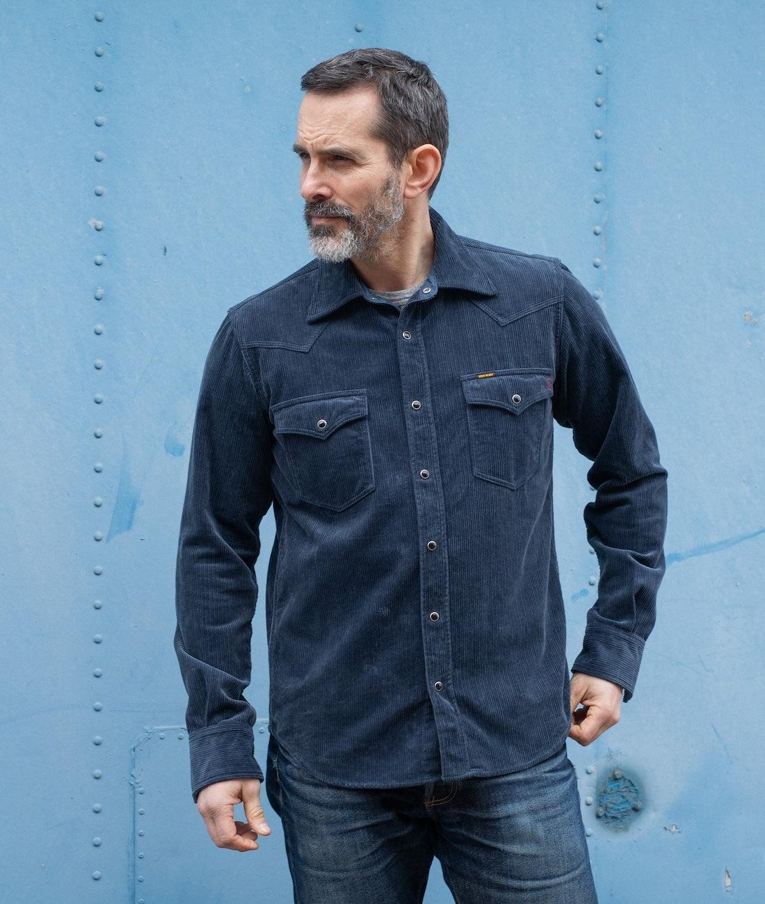 11oz Corduroy Western Shirt - Navy