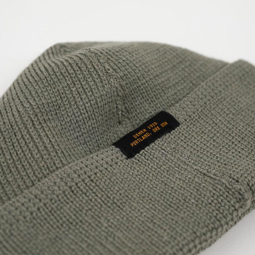 Image showing the DE-WKC001-SGE - Dehen 1920 Wool Knit Watch Cap - Sage which is a Headgear described by the following info Accessories, Dehen 1920, Headgear, Released and sold on the IRON HEART GERMANY online store