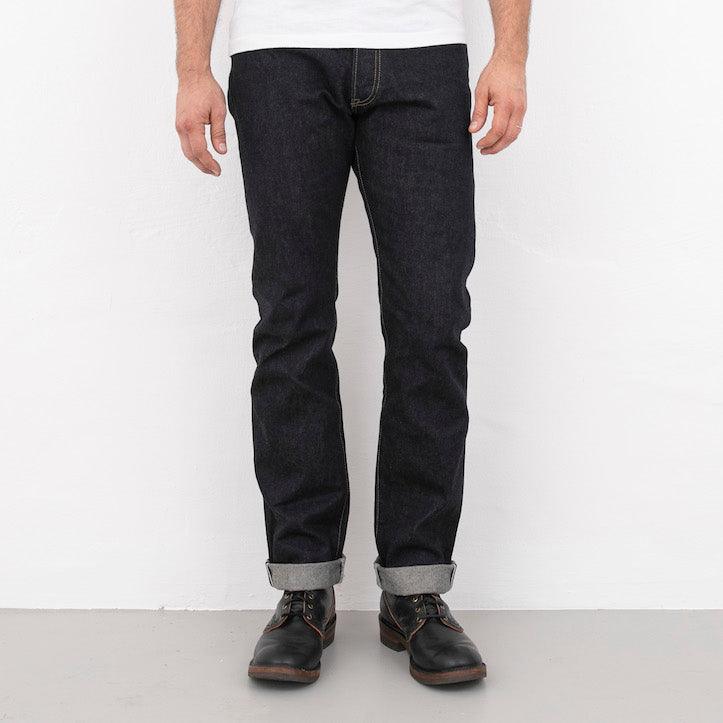 Image showing the IH-888S-142 - 14oz Selvedge Denim Medium/High Rise Tapered Cut Jeans - Indigo which is a Jeans described by the following info 888, Bottoms, Iron Heart, Jeans, Released, Tappered and sold on the IRON HEART GERMANY online store