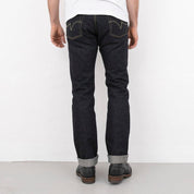 Image showing the IH-888S-142 - 14oz Selvedge Denim Medium/High Rise Tapered Cut Jeans - Indigo which is a Jeans described by the following info 888, Bottoms, Iron Heart, Jeans, Released, Tappered and sold on the IRON HEART GERMANY online store