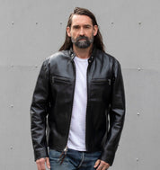 Image showing the IHJ-35-BLK -Japanese Horsehide Rider’s Jacket - Black (Tea-Core Dyed) which is a LEATHER JACKETS described by the following info Iron Heart, LEATHER JACKETS, Tops and sold on the IRON HEART GERMANY online store