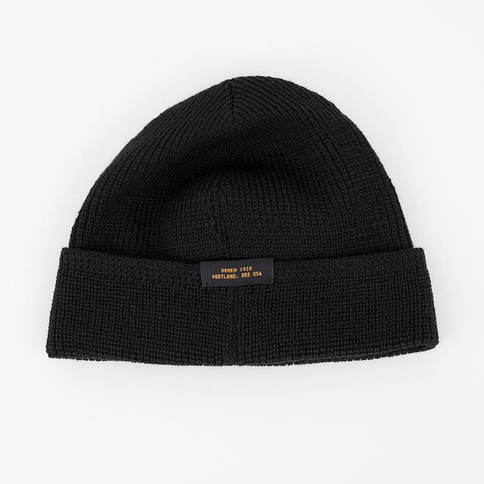 Image showing the DE-WKC001-BLK - Dehen 1920 Wool Knit Watch Cap - Black which is a Headgear described by the following info Accessories, Dehen 1920, Headgear, Released and sold on the IRON HEART GERMANY online store