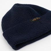 Image showing the DE-WKC001-NAV - Dehen 1920 Wool Knit Watch Cap - Dark Navy which is a Headgear described by the following info Accessories, Dehen 1920, Headgear, Released and sold on the IRON HEART GERMANY online store