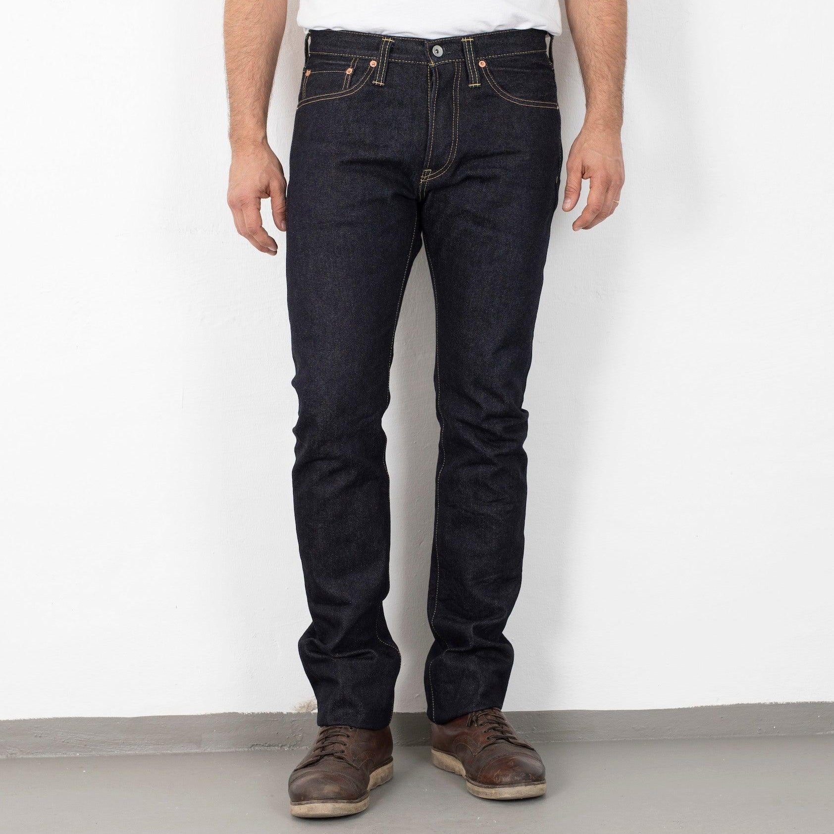 Image showing the IH-555SBR-14 - 14oz Broken Twill Selvedge Denim Super Slim Cut Jeans - Indigo which is a Jeans described by the following info 555, Bottoms, Iron Heart, Jeans, Released, Slim and sold on the IRON HEART GERMANY online store