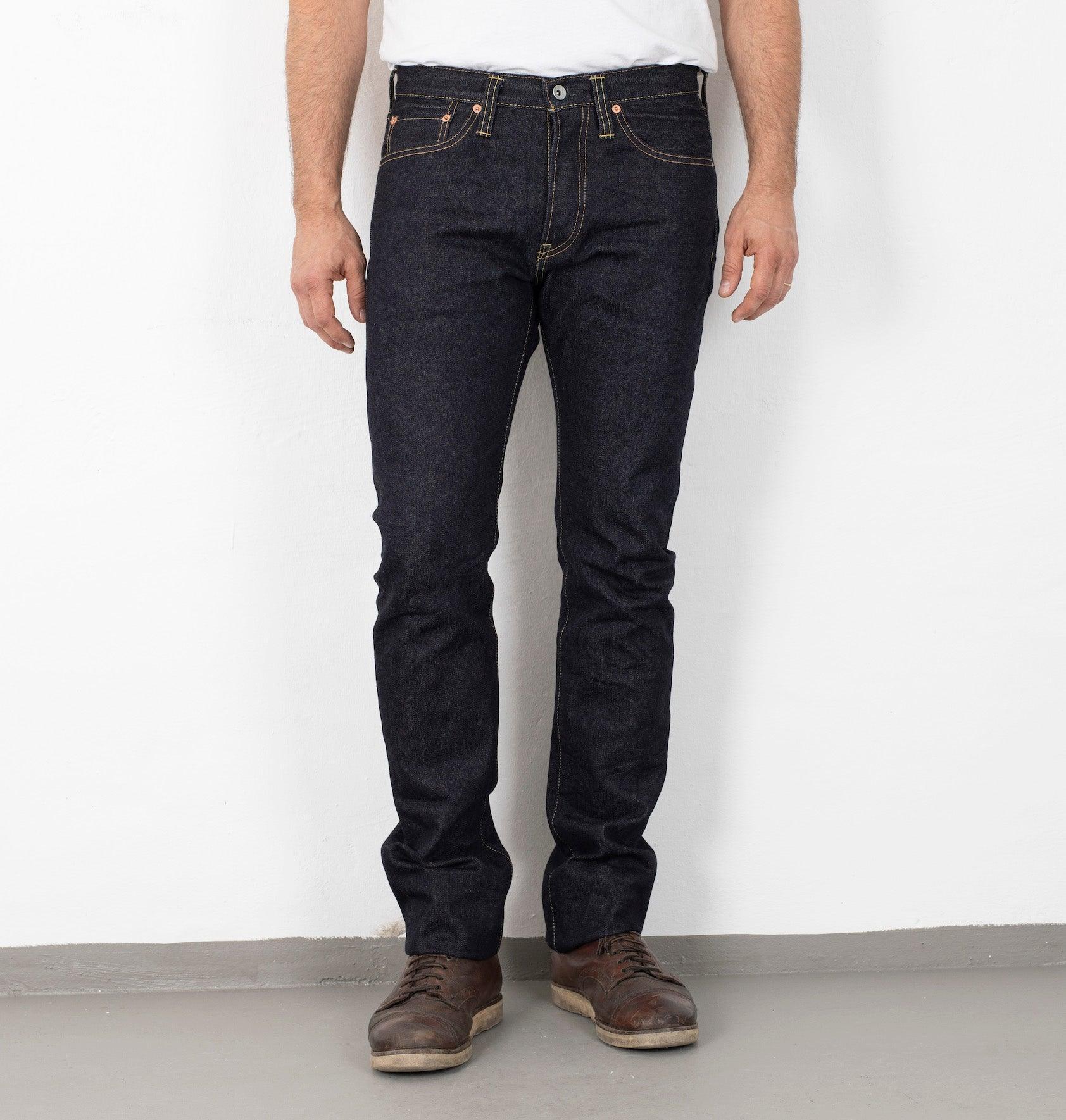 Image showing the IH-555SBR-14 - 14oz Broken Twill Selvedge Denim Super Slim Cut Jeans - Indigo which is a Jeans described by the following info 555, Bottoms, Iron Heart, Jeans, Released, Slim and sold on the IRON HEART GERMANY online store