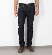 Image showing the IH-555SBR-14 - 14oz Broken Twill Selvedge Denim Super Slim Cut Jeans - Indigo which is a Jeans described by the following info 555, Bottoms, Iron Heart, Jeans, Released, Slim and sold on the IRON HEART GERMANY online store