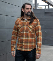 12oz Slubby Heavy Flannel Check Western Shirt - Orange