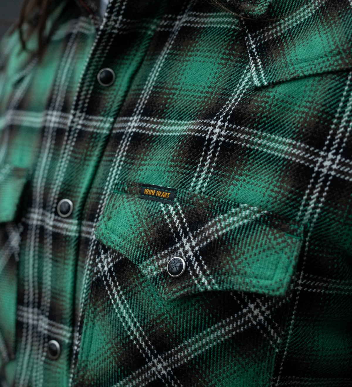 FW24 - IHSH-405-GRN - Ultra Heavy Flannel Check Western Shirt - Green