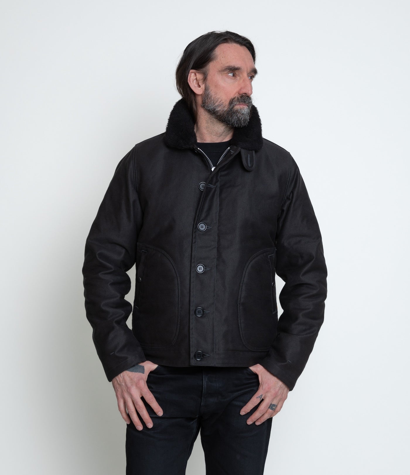 FW24 - IHM-35-BLK - Whipcord N1 Deck Jacket - Black