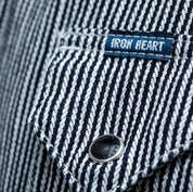 Image showing the IHSH-365-IND -8oz Herringbone Hickory Stripe Sawtooth Western Shirt - Indigo which is a Shirts described by the following info Iron Heart, Released, Shirts, Tops and sold on the IRON HEART GERMANY online store