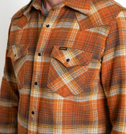 12oz Slubby Heavy Flannel Check Western Shirt - Orange