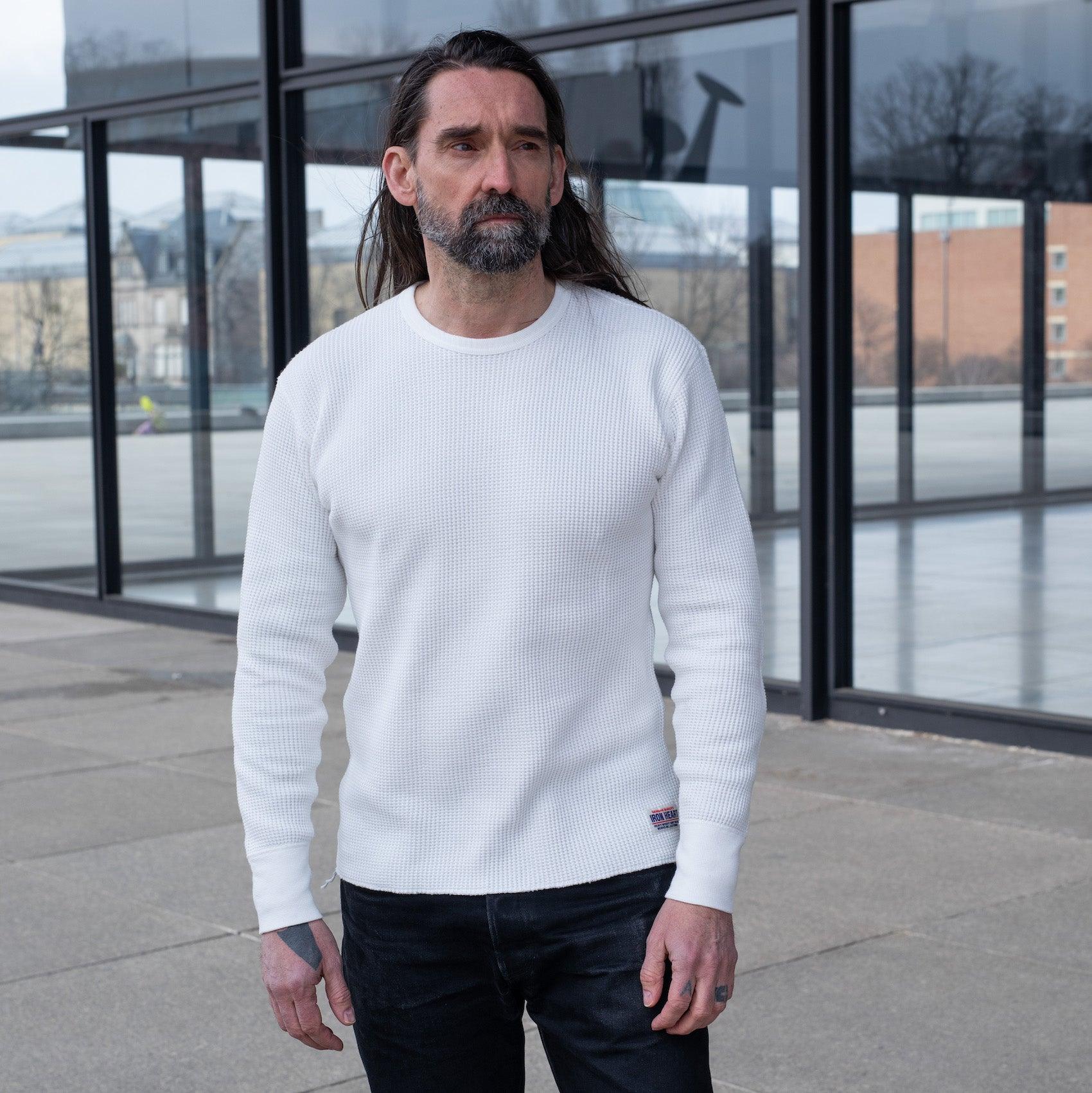 IHTL-1301-WHT Waffle Knit Thermal Longsleeve White