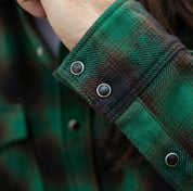 Image showing the IHSH-373-GRN - Ultra Heavy Flannel Ombre Check Western Shirt - Green which is a Shirts described by the following info Iron Heart, Released, Shirts, Tops and sold on the IRON HEART GERMANY online store