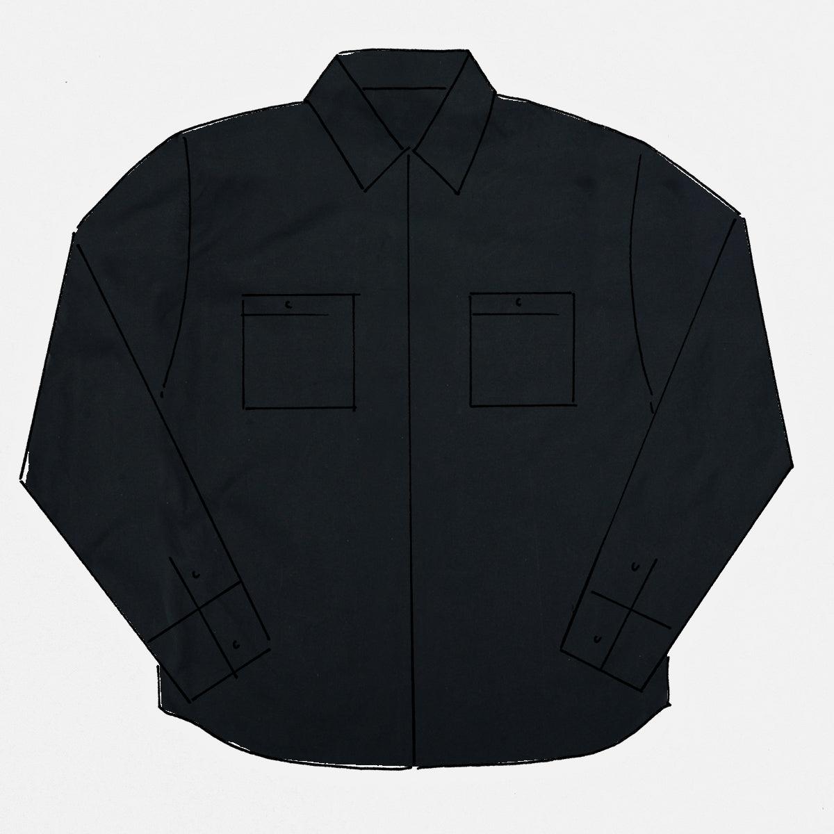 Image showing the IHSH-395-BLK - 7oz Fatigue Cloth Work Shirt - Black which is a Shirts described by the following info SS24 and sold on the IRON HEART GERMANY online store