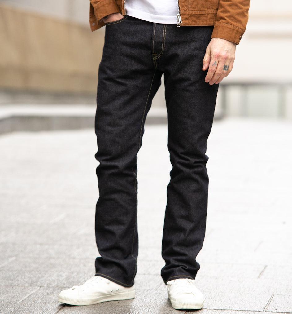 Image showing the IH-555SBR-14 - 14oz Broken Twill Selvedge Denim Super Slim Cut Jeans - Indigo which is a Jeans described by the following info 555, Bottoms, Iron Heart, Jeans, Released, Slim and sold on the IRON HEART GERMANY online store