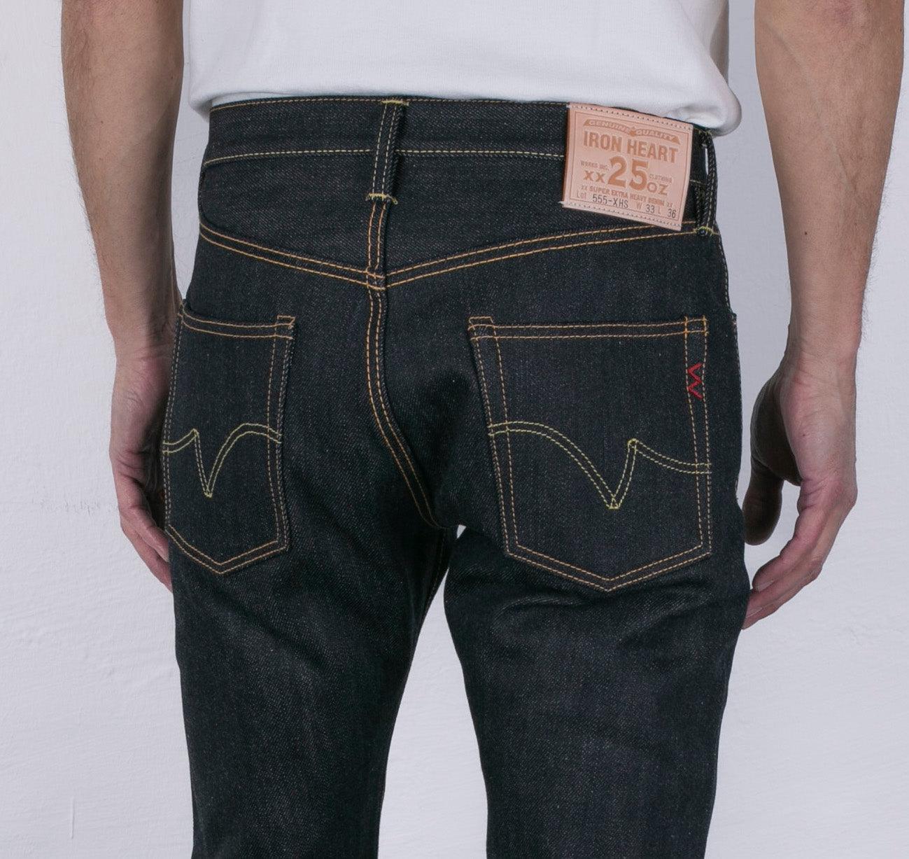 Image showing the IH-555-XHS - 25oz Selvedge Denim Slim Straight Cut Jeans in Indigo which is a Jeans described by the following info 555, Bottoms, Iron Heart, Jeans, Released and sold on the IRON HEART GERMANY online store