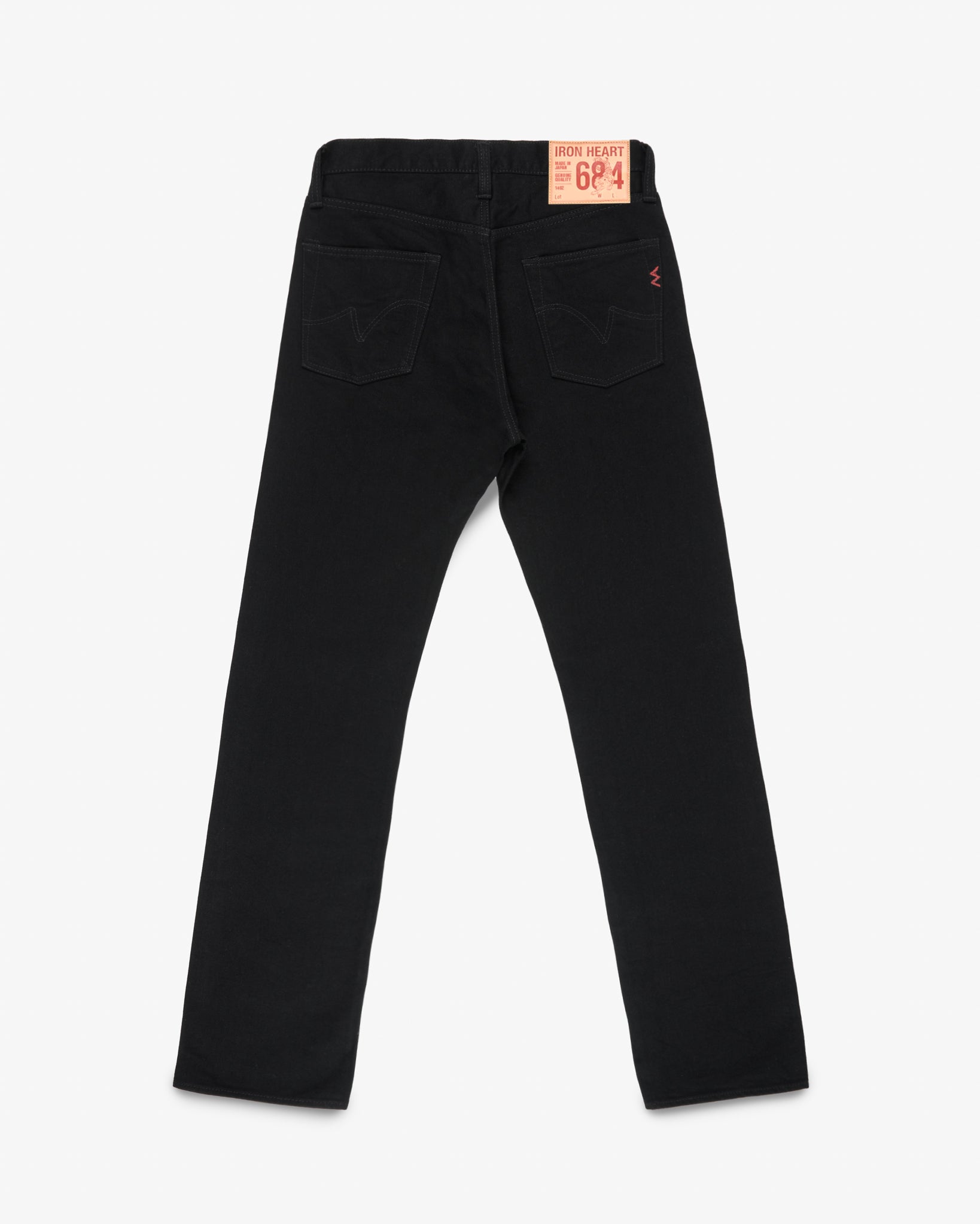 IH-684S-142BB - 14oz Selvedge Denim Relaxed Straight Cut Jeans - Black/Black