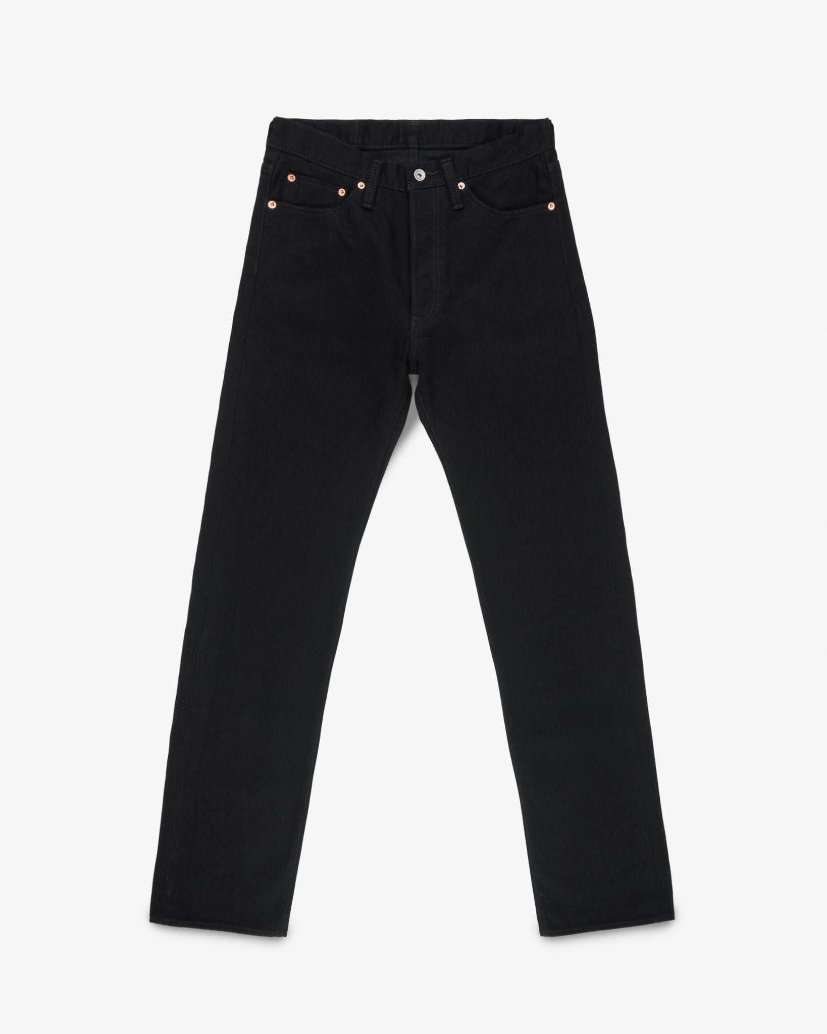 IH-684S-142BB - 14oz Selvedge Denim Relaxed Straight Cut Jeans - Black/Black