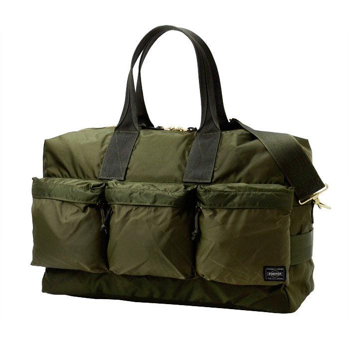 Image showing the Porter-Yoshida & Co - FORCE 2WAY DUFFLE BAG - Olive Drab which is a Bags described by the following info Accessories, Bags, Porter-Yoshida & Co. and sold on the IRON HEART GERMANY online store