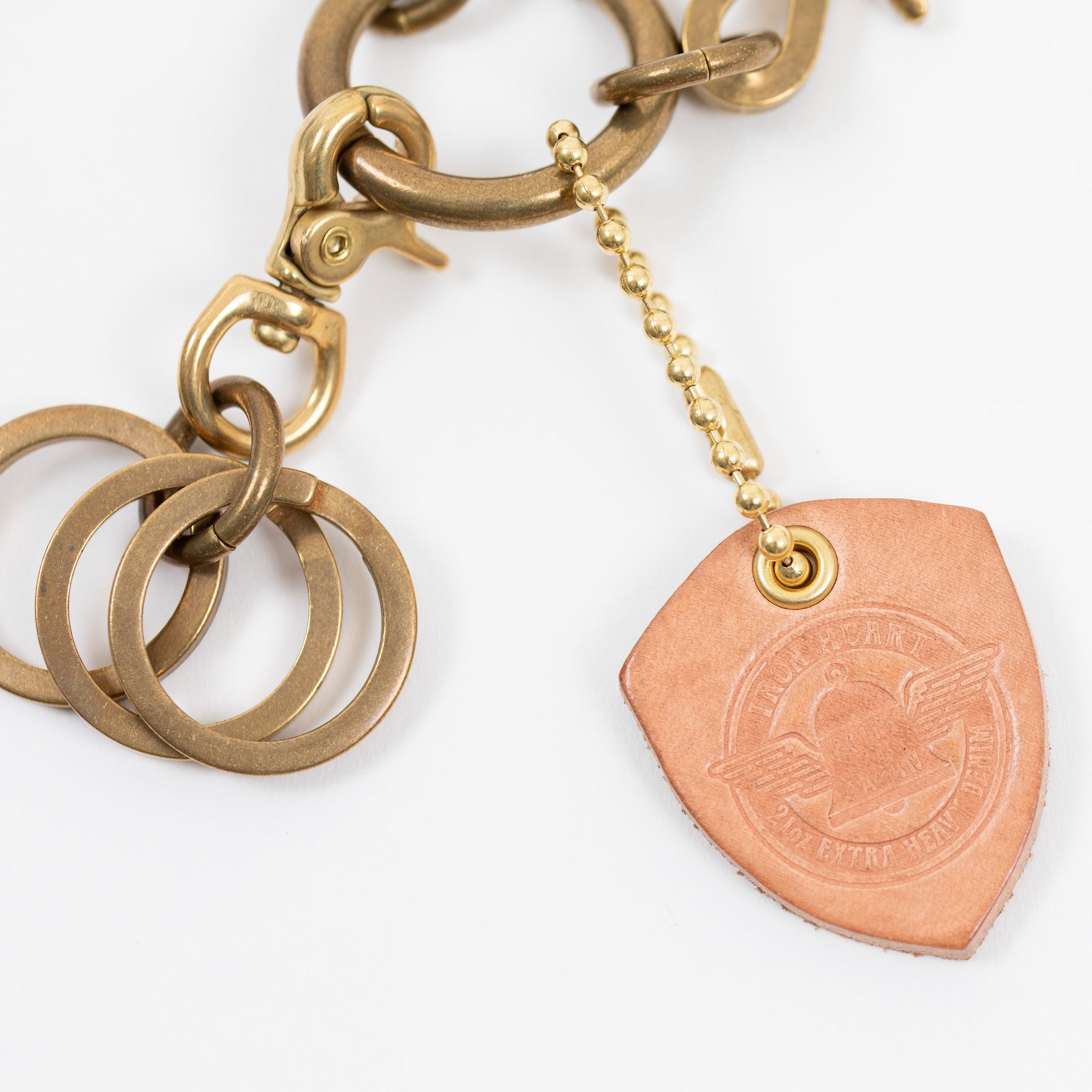 Brass-W6 - Wallet Chain with Hook and Rings Brass