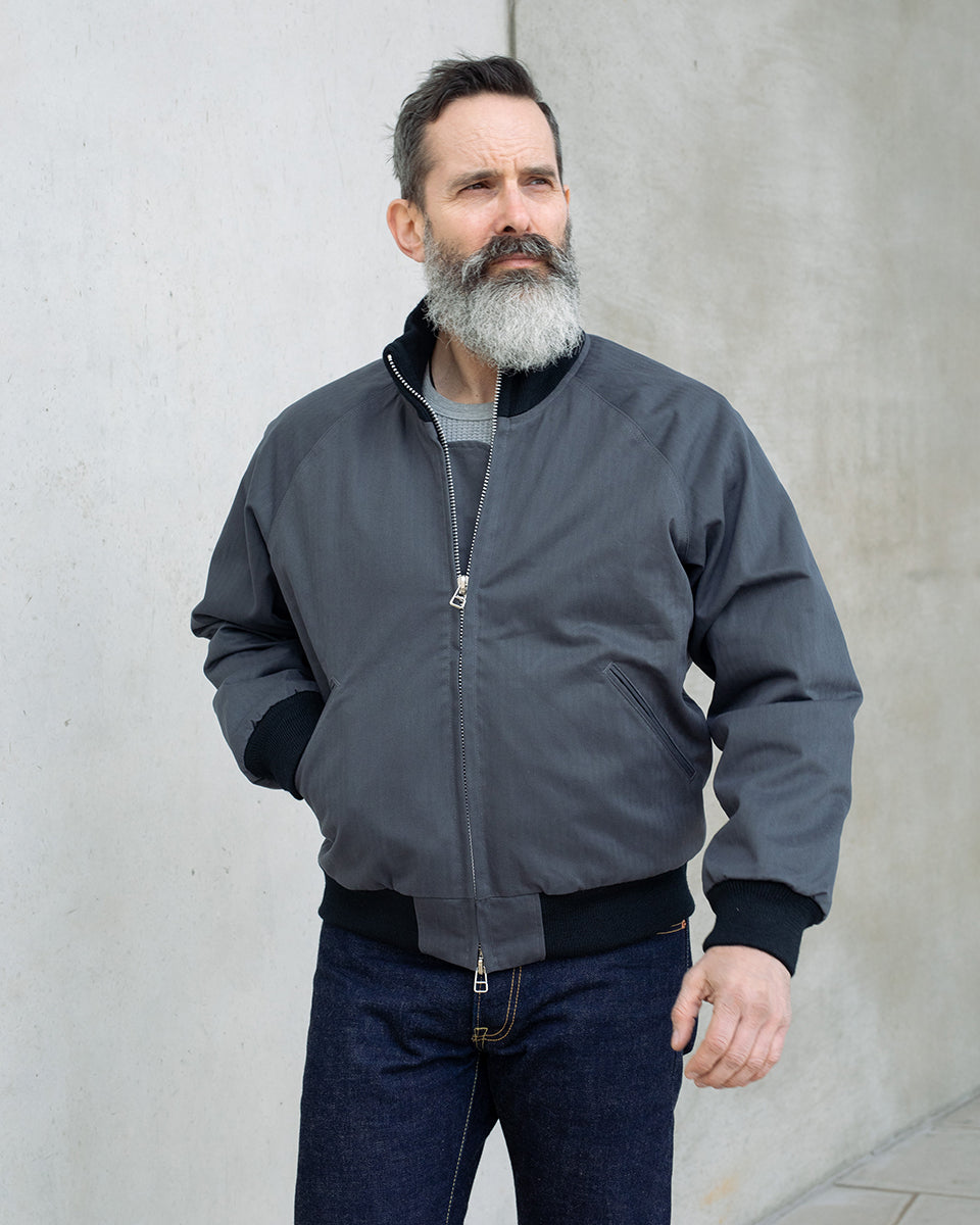 DE-JJA084WC-SLA - DEHEN 1920 Pilot Jacket Dry Wax Cotton - Slate