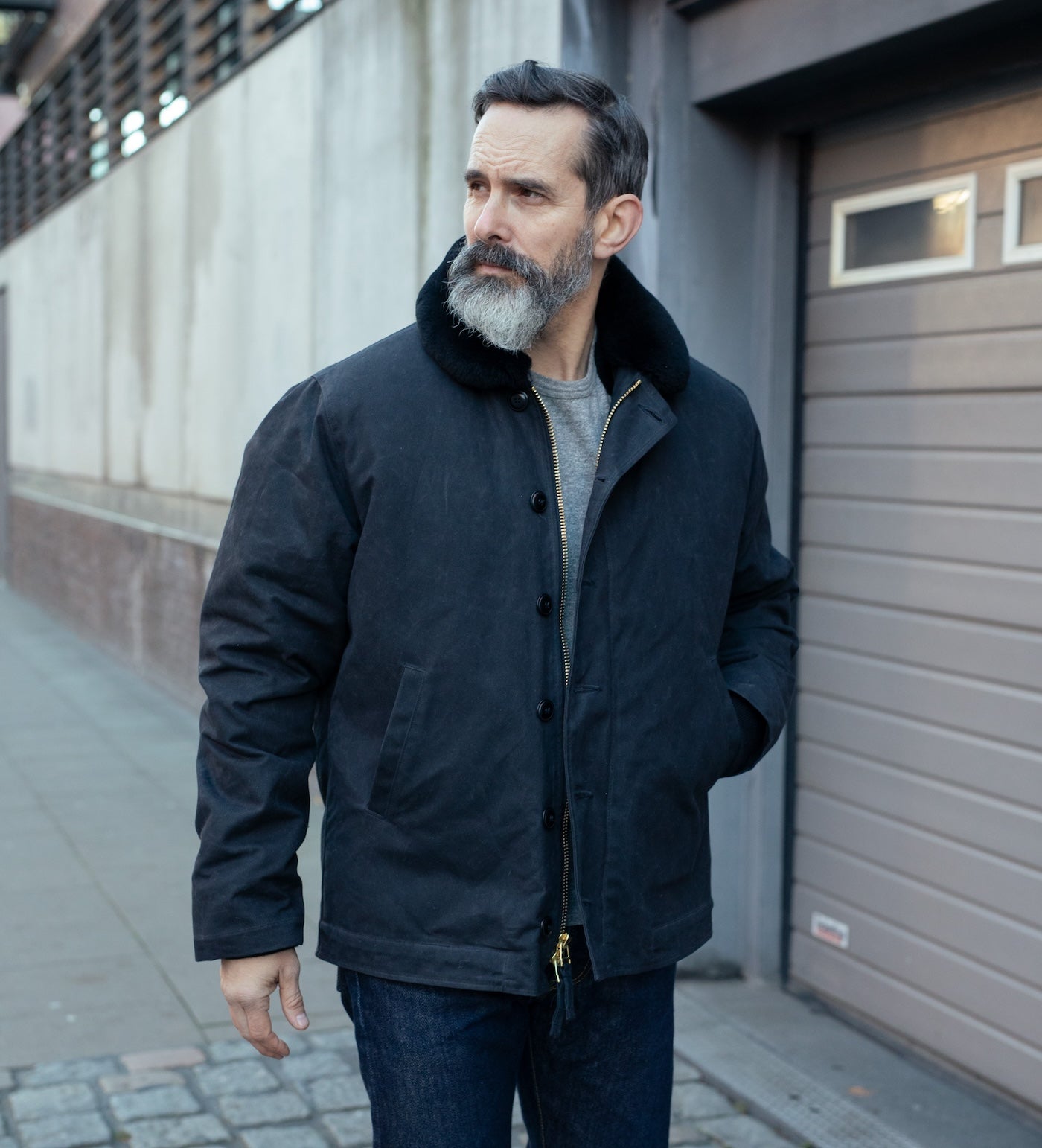 DE-N1-US-BLK - Dehen 1920 Waxed Canvas N-1 Deck Jacket - Black