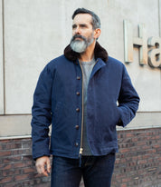 DE-N1-US-NAV - Dehen 1920 Waxed Canvas N-1 Deck Jacket - Navy