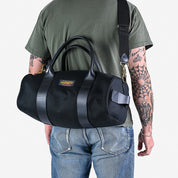 IHE-24-BLK - 21oz Denim and Buttero Leather Holdall - Superblack