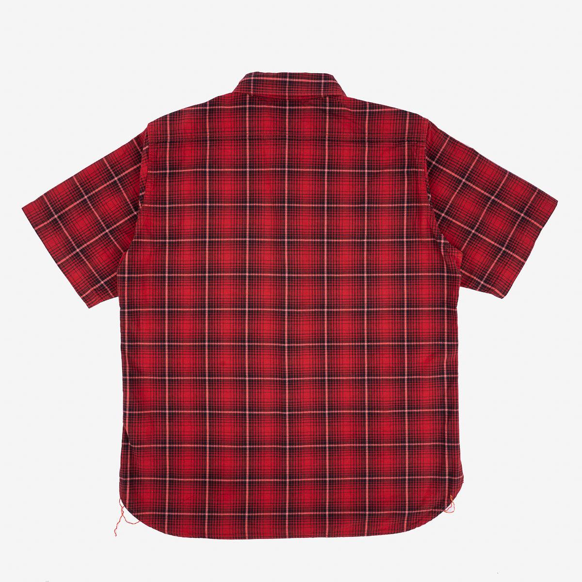 IHSH-392-RED - 5oz Selvedge Short Sleeved Work Shirt - Red Vintage Check