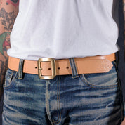 OGL-BELT-SPGAR-NAT -  OGL Single Prong Garrison Buckle Leather Belt - Natural