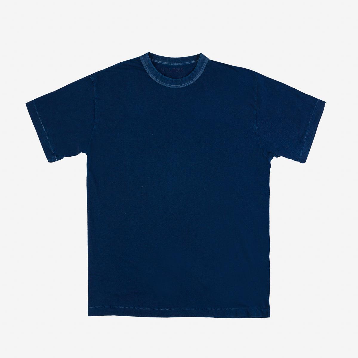 Image showing the UTIL-PIND - UTILITEES - 5.5oz Loopwheel Crew Neck T-Shirt - Pure Indigo which is a T-Shirts described by the following info Released, T-Shirts, Tops, Utilitees and sold on the IRON HEART GERMANY online store